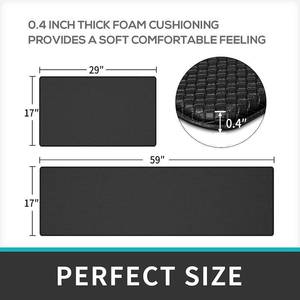 lot 339 image: Set of 2 Cushioned Anti Fatigue Comfort Mats,17 x 29  17x 59, Black
