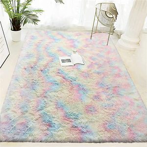 lot 212 image: LOCHAS Luxury Velvet Shag Rainbow Rug, 3 x 5