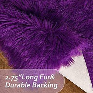 lot 221 image: Guucha Soft Modern Faux Sheepskin Rug, 3x5, Purple