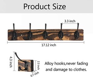 lot 229 image: ELSKER&HOME Coat Rack Wall Mount with 5 Hooks