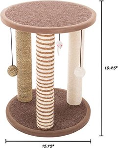lot 331 image: Cat Scratching Post - Carpeted Base Area and Perch with 3 Posts