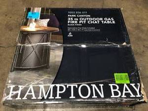 lot 7 image: Hampton Bay Park Canyon 35 in. Round Steel Propane Fire Pit Kit- good condition - review all pictures