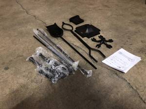 lot 15 image: UniFlame Black Cast Iron 5-Piece Fireplace Tool Set with Ball Handles - good condition - review all pictures