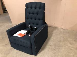 lot 22 image: sumyeg Ergonomic Black Fabric Arm Pushing Recliner Chair Curved Back Recliner - good condition - review all pictures