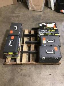lot 12 image: Mix Lot of 6 assorted Ryobi Chainsaws - Various conditions - review all pictures