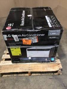 lot 36 image: LG Electronics 18,000 BTU 230208-Volt Dual Inverter Window Air Conditioner LW1817IVSM Cools 1,000 Sq Ft, Wi-Fi Enabled with Remote - - good condition - review all pictures