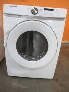 Samsung 7.5 cu. ft. 240-Volt White Electric Dryer with Sensor Dryer, DVE45T6000W, (Dent LH Bottom Front) - 1 Year Warranty