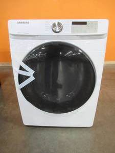 Samsung 7.5-cu ft Stackable Electric Dryer (White) DVE45R6100W, (Small Dent Front RH Bottom) - 1 Year Warranty