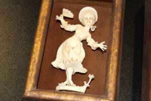 Vintage Framed Carving of Boy & Girl