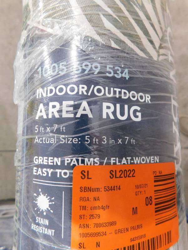 Hampton Bay Green Palms 5 ft. x 7 ft. IndoorOutdoor Area Rug