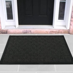 Ottomanson Charcoal 24 in. x 36 in. Loop Carpet Natural Rubber Door Mat