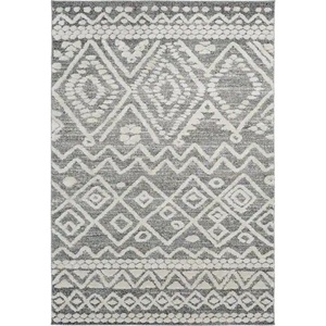 Bazaar Adia WhiteGrey 5 ft. x 7 ft. Geometric Polypropylene Area Rug