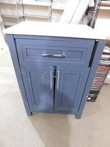 Home Decorators Collection Beaufort 24 in. W Bath Vanity in Midnight Blue with Vanity Top in White with White Basin