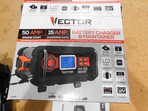Vector 15 Amp Automatic 12V Battery Charger with 50 Amp Engine Start and Alternator Check