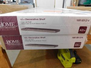 (2) Home Decorators Collection Chicago 10 in. W x 42 in. D Floating Grey Oak Decorative Ledge
