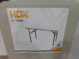 HDX 4 ft. Earth Tan Plastic Folding Banquet Table