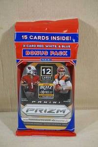 lot 25 image: Hanger Pack of 2020 Panini Prizm Football Cards with Bonus Pack
