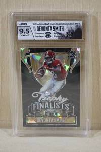 lot 37 image: 2021 Leaf Metal Draft Trophy Finalists Devonta Smith Crystals Black Rookie - 310 - HGA 9.5
