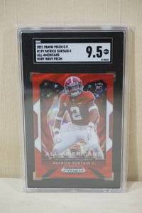 lot 38 image: 2021 Panini Prizm Draft Picks Patrick Surtain II All Americas Ruby Wave Prizm - SGC 9.5