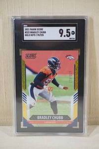 lot 39 image: 2021 Panini Score Bradley Chubb #222 Gold Dots Refractor - 170225 - SGC 9.5