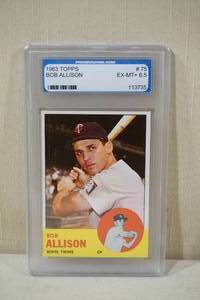 lot 52 image: 1963 Topps Bob Allison #75 Card - PGS 6.5