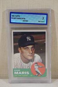 lot 54 image: 1963 Topps Roger Maris #120 Card - CTA 3