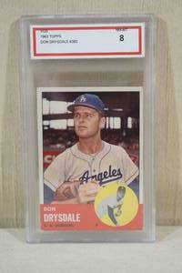 lot 55 image: 1963 Topps Don Drysdale #360 Card - VGS 8