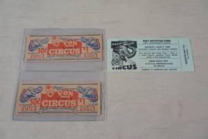 lot 177 image: Vintage Circus Tickets - Von Bros, Kelly and Miller