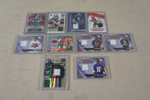 lot 199 image: Football Rookie Insert Cards - Jersey Patches - T-Jack, AJ Hawk, Swift