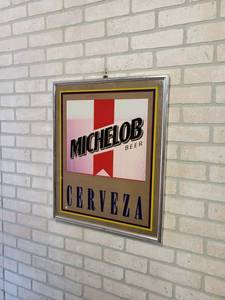 lot 1443 image: Michelob Beer Cerveza Mirror - 20 x 25