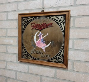 lot 1462 image: Miller High Life Beer Mirror - 14 x 14