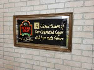 lot 1469 image: Michael Sheas Porter & Lager Beer Mirror - 32 x 18