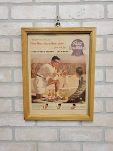 lot 1472 image: Pabst Blue Ribbon Vintage Framed Ad - 15.5 x 12