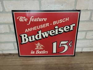 lot 1482 image: Budweiser 15 Tin Sign - Reproduction - 16 x 12.5