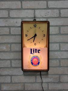 lot 1515 image: Miller Lite Lighted Beer Clock - 8 x 14 x 3 - WORKS