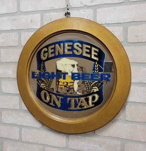 lot 1529 image: Genesee Light Beer Round Bar Mirror - 17 Diameter