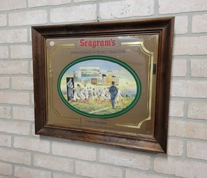 lot 1530 image: Seagrams Whiskey Bar Mirror - Commemorates the 1st Army-Navy Game in 1890 - 20 x 17