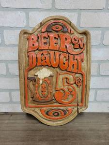 lot 1531 image: Beer on Draught 5 Plaster Wall Sign - 11.5 x 17.5