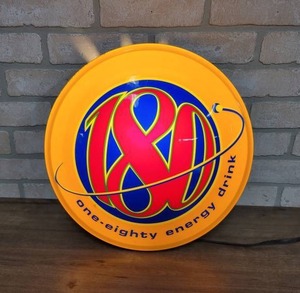 lot 1535 image: One-Eighty Energy Drink Round Lighted Sign - 16 Diameter - WORKS