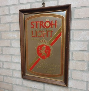 lot 1544 image: STROH Light Beer Bar Mirror - 21 x 15