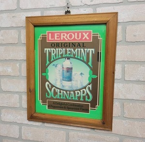 lot 1546 image: Leroux Tripplemint Schnapps Liqueur Bar Mirror - 16 x 13