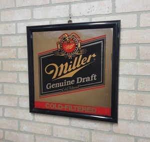 lot 1553 image: Miller Genuine Draft Cold-Filtered Bar Mirror - 18 x 18