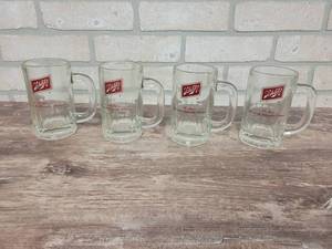 lot 1563 image: Set of (4) Schlitz Glass Beer Mugs - 5 Tall Each