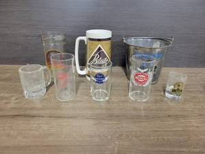 lot 1571 image: Blatz Beer Mug, 1990 Heritagefest Mini Bucket - New Ulm MN, Old Style Glass, Pabst Glass and More