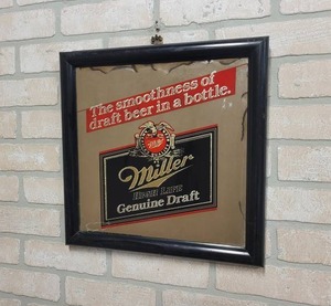 lot 1582 image: Miller High Life Beer Bar Mirror - 15 x 15
