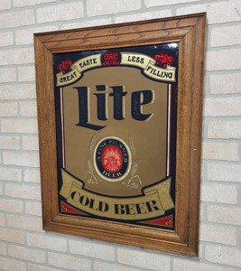 lot 1596 image: Miller Lite Cold Beer Bar Mirror - 30 x 24