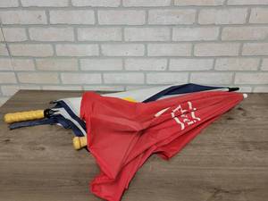 lot 1603 image: Budweiser Baseball Hat Umbrella and Fosters Beer Umbrella