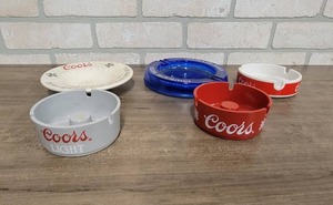 lot 1613 image: Lot of (5) Beer Advertising Ash Trays - Includes (4) Coors and (1) Courage Beer