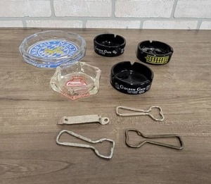 lot 1614 image: Lot of (5) Beer, Casino Advertising Ash Trays (Falstaff, Lowenbrau) and (4) Beer Bottle Openers (2) Grain Belt, Schmidt and Peerless
