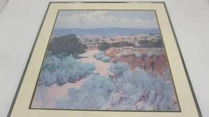 Framed & Matted Large Printing Of Desert & Mountains Landscape Signed By Libby Brovert--24 12  x  24 12